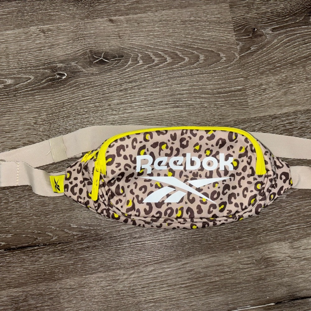 Reebok Animal Print Crossbody Bag with Yellow Trim
